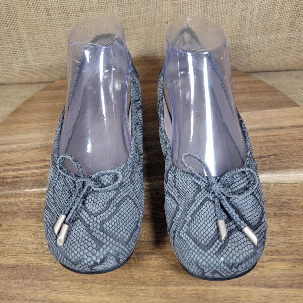Sabrinas Ballet Flats Gray Snake Print Leather Slip On Shoes EU Size 38 US 8 - Picture 3 of 10